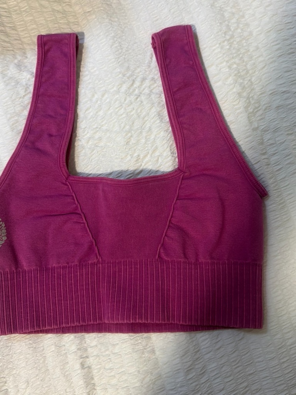 FP Movement by Free People Deep Pink Ribbed Wide-Strap Sports Bra